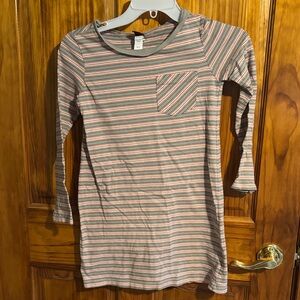 Tea Collection Striped Kids Dress - Pink and Gray